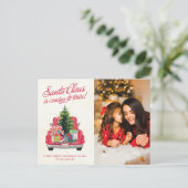  Rode Santa Truck Foto Briefkaart (Staand voorkant)