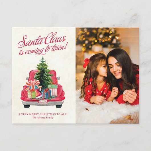  Rode Santa Truck Foto Briefkaart (Voorkant)