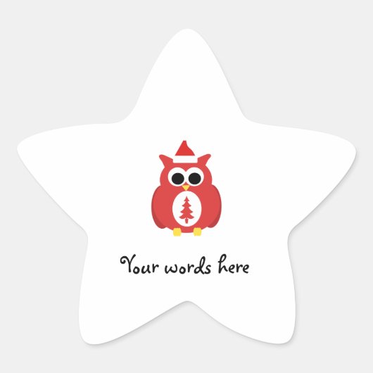 Rode santa uil ster sticker (Voorkant)