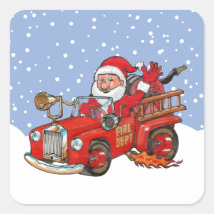 Rode Santa vuur truck sticker blad