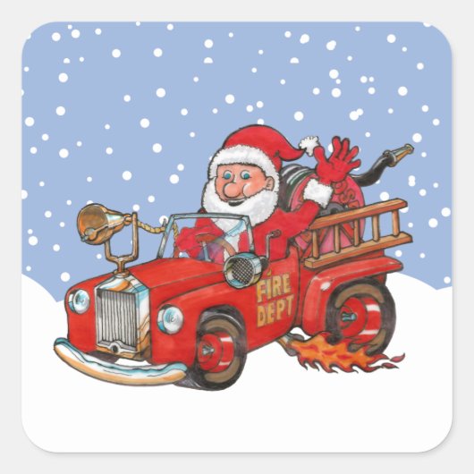 Rode Santa vuur truck sticker blad (Voorkant)