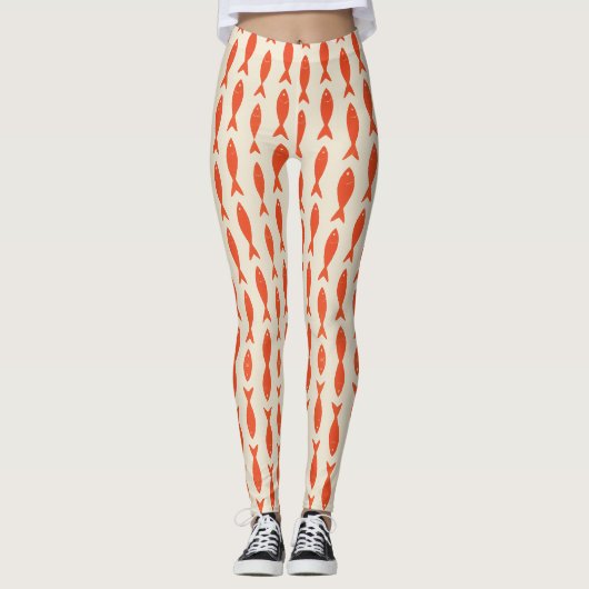 Rode Sardines Vis Zomer Leggings (Voorkant)