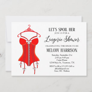 rode Sassy lingerie bruidsfeest uitnodiging