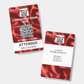 Rode Satijn Beurs Congres Evenement Badge (Voor- en achterkant)