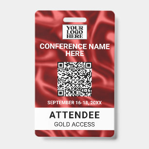 Rode Satijn Beurs Congres Evenement Badge