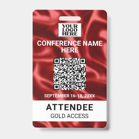 Rode Satijn Beurs Congres Evenement Badge (Voorzijde)