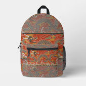 Rode Satijn Brocade met Cloud Chinese Dragon Bedrukte Rugzak (Voorkant)