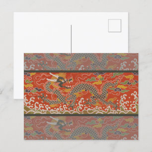 Rode Satijn Brocade met Cloud Chinese Dragon Briefkaart