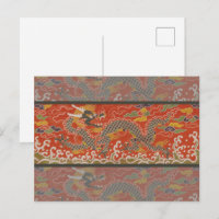 Rode Satijn Brocade met Cloud Chinese Dragon