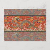 Rode Satijn Brocade met Cloud Chinese Dragon Briefkaart (Voorkant)