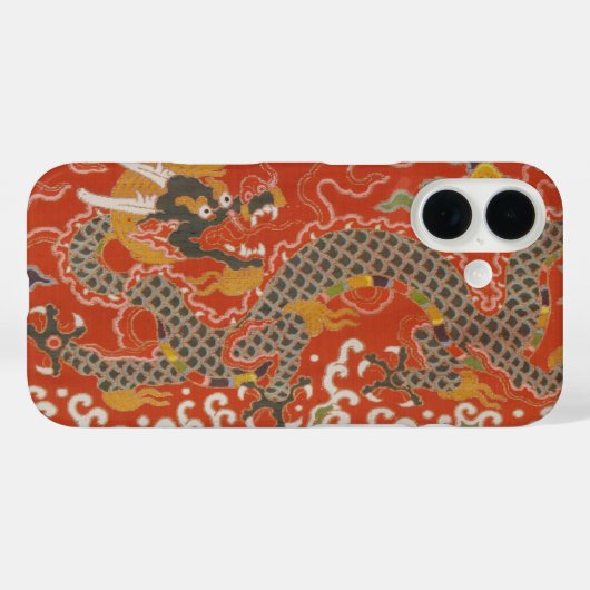Rode Satijn Brocade met Cloud Chinese Dragon Case-Mate iPhone Case (Achterkant (horizontaal))