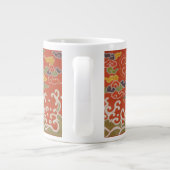 Rode Satijn Brocade met Cloud Chinese Dragon Grote Koffiekop (Achterkant)
