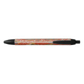 Rode Satijn Brocade met Cloud Chinese Dragon Zwarte Inkt Pen (Achterkant)