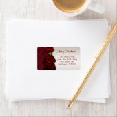 Rode Satijn & Ivoor Kerstvakantie Adresetiketten Etiket (Insitu)