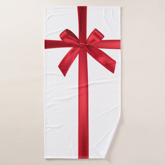 Rode Satijnen Lint Boog Kerst Vakantie Feest Bad Handdoek (Badhanddoek)