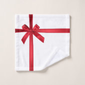 Rode Satijnen Lint Boog Kerst Vakantie Feest Bad Handdoek (Wasdoekje)