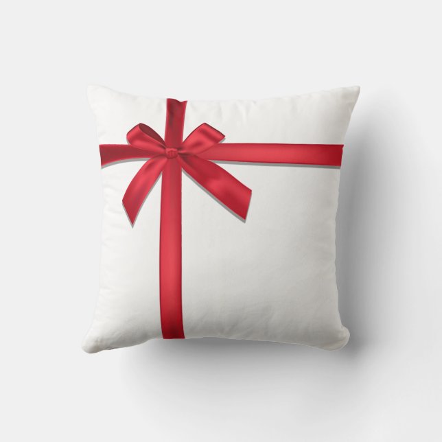 Rode Satijnen Lint Boog Kerst Vakantie Feest Kussen (Achterkant)