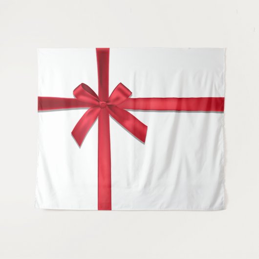 Rode Satijnen Lint Boog Kerst Vakantie Feest Wandkleed (Voorkant (horizontaal))