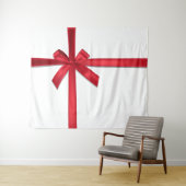 Rode Satijnen Lint Boog Kerst Vakantie Feest Wandkleed (In Situ (horizontaal))