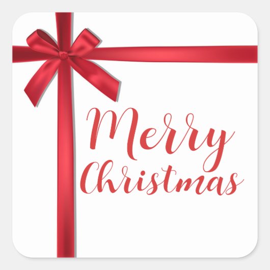 Rode satijnen linten strik Kerstvakantiefeest Vierkante Sticker (Voorkant)