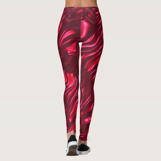 Rode Satijnen Patroon Leggings -  (Achterkant)