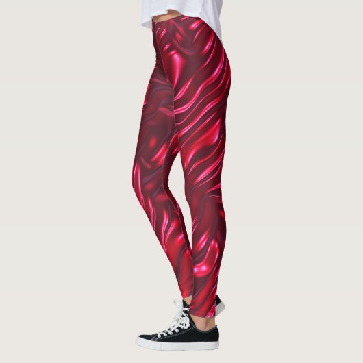 Rode Satijnen Patroon Leggings -  (Links)