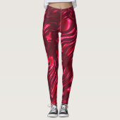 Rode Satijnen Patroon Leggings -  (Voorkant)
