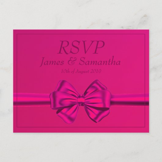 Rode Satijnen Strik  – RSVP Uitnodiging Briefkaart (Voorkant)