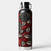 RODE SATIJNEN UITZICHT MET ZWARTE GOTISCHE ROZEN WATERFLES (Achterkant)