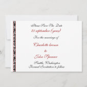 rode save the date aankondiging (Achterkant)