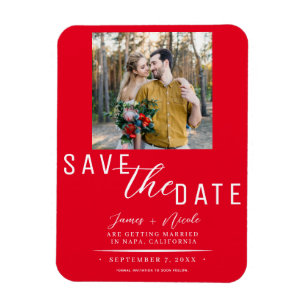 Rode Save the Date Foto Huwelijk Magneet
