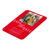 Rode Save the Date Foto Huwelijk Magneet (Linkerzijde)