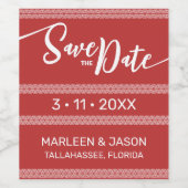 Rode Save the date Wijnlabel Wijn Etiket (Enkel label)