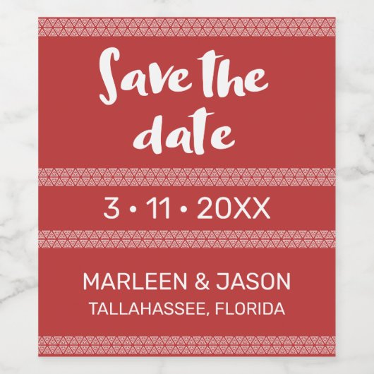 Rode "Save the date"-wijnlabel Wijn Etiket (Enkel label)