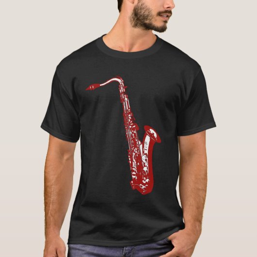 Rode Saxofoon T-shirt (Voorkant)
