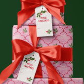 Rode Scallop Tegel Christmas Springs Cadeaulabel