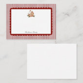 Rode Scallop Ticking Stripe Kerstvakantie Notitiekaartje (Voorkant / Achterkant)