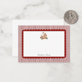 Rode Scallop Ticking Stripe Kerstvakantie Notitiekaartje (Voorkant / Achterkant in situ)