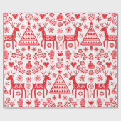RODE SCANDINAVIAIRE CHRISTMAS PATTERN VOOR WRAPPIN CADEAUPAPIER (Vlak)