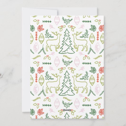 Rode Scandinavisch patroon foto kerstkaart (Achterkant)