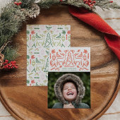 Rode Scandinavisch patroon foto kerstkaart