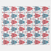 Rode Scandinavische Kerstboom Folk Art Winter Fleece Deken (Voorkant (Horizontaal))