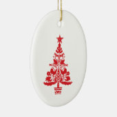 Rode Scandinavische kerstboomkunst Keramisch Ornament (Rechts)