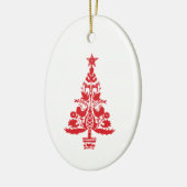 Rode Scandinavische kerstboomkunst Keramisch Ornament (Links)