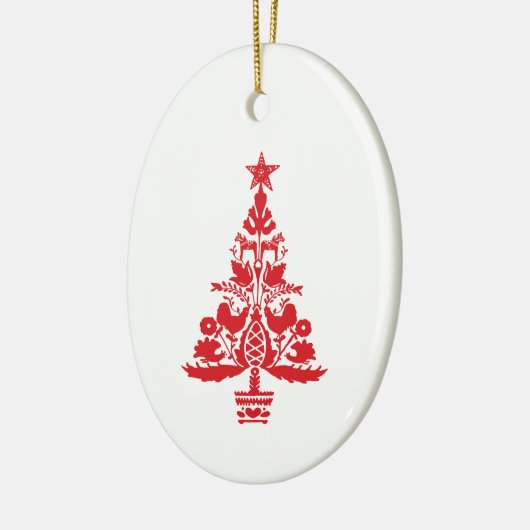Rode Scandinavische kerstboomkunst Keramisch Ornament (Links)