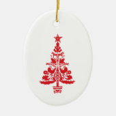 Rode Scandinavische kerstboomkunst Keramisch Ornament (Voorkant)