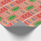 Rode Scandinavische kerstinavische designverdringe Cadeaupapier (Hoek)