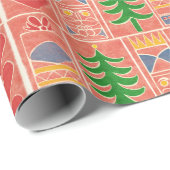 Rode Scandinavische kerstinavische designverdringe Cadeaupapier (Rol Hoek)