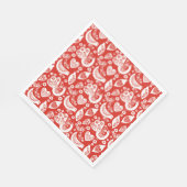 Rode Scandinavische kerstpatronen met vogels Servet (Hoek)