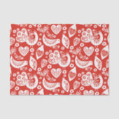 Rode Scandinavische kerstpatronen met vogels Tissuepapier (Voorkant)